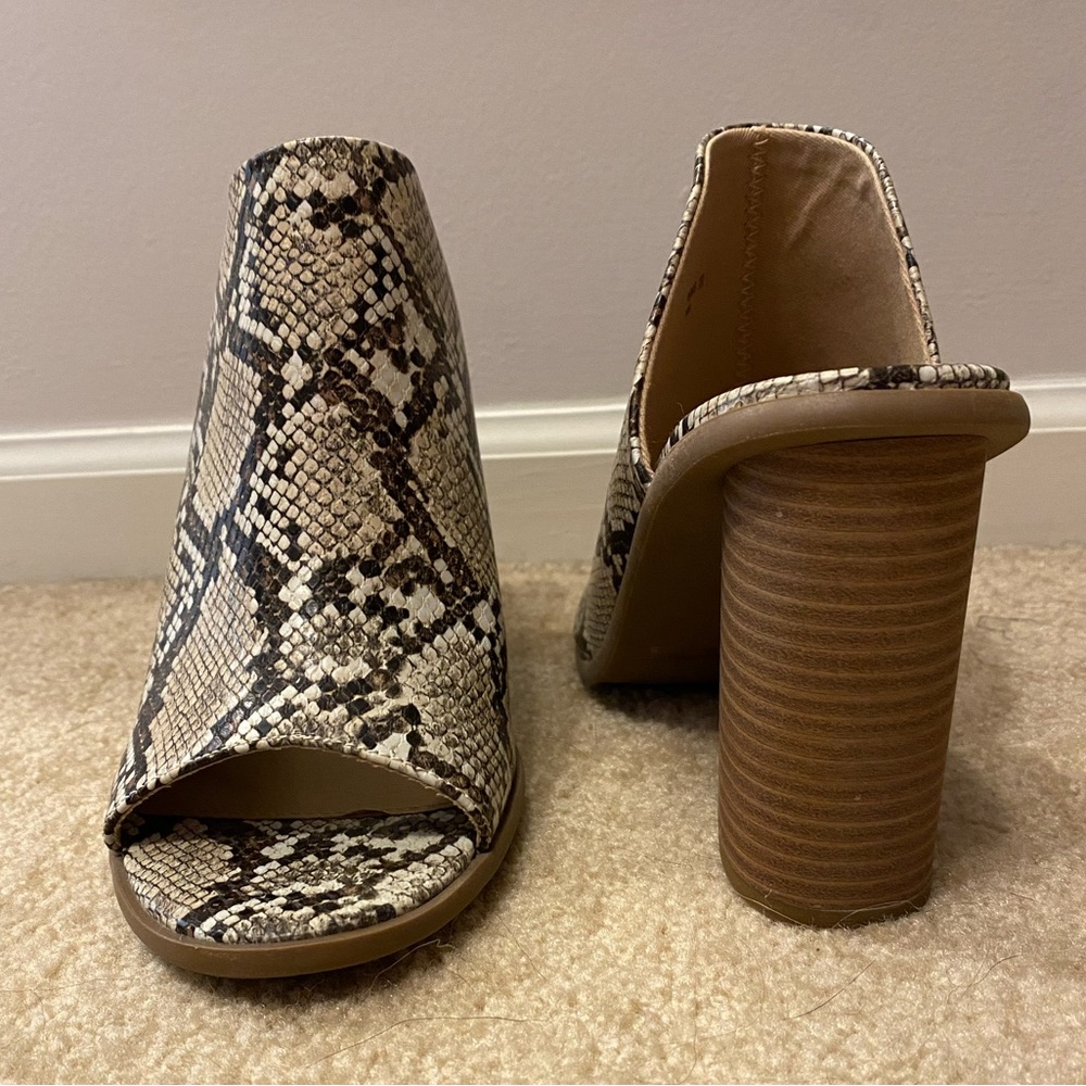Snakeskin Print Slide On Heels - Barely Worn - image 2